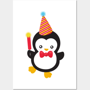 New Year Penguin, Party Hat, Firecracker, Bow Tie Posters and Art